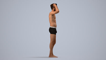 scanned 3D man bathroom, photogrammetry people for Enscape and V-Ray, side view render