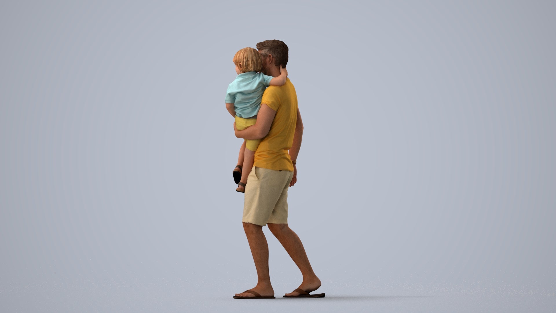 realistic 3D human boy casual kids, archviz people FBX OBJ for Blender, three-quarter view render