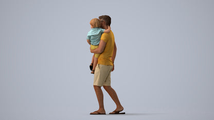 realistic 3D human boy casual kids, archviz people FBX OBJ for Blender, three-quarter view render