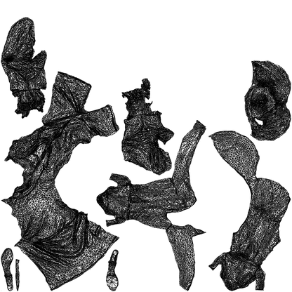 3D scanned woman business, photorealistic archviz people for Enscape and SketchUp, wireframe top-down view