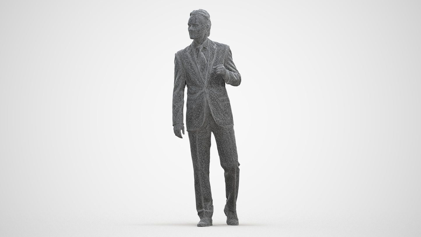 scanned 3D man business, photogrammetry people for Enscape and V-Ray, three-quarter front view render