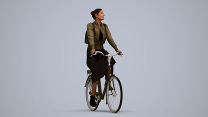 realistic 3D human woman casual cycling, archviz people FBX OBJ for Blender, standing pose render