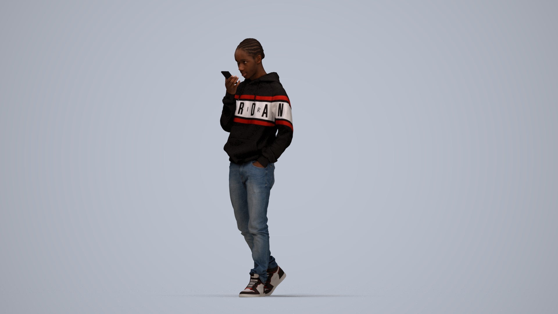 3D people model boy casual kids, scanned human for 3ds Max rendering, top-down view render