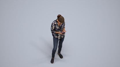 realistic 3D people woman casual standing, render-ready for V-Ray and Corona, FBX OBJ, back view render