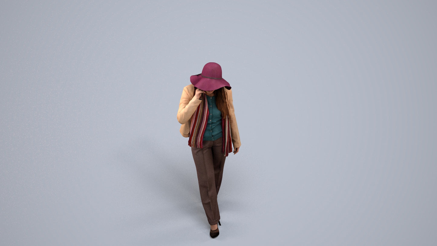 realistic 3D people woman casual standing, render-ready for V-Ray and Corona, FBX OBJ, back view render
