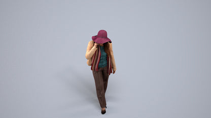 realistic 3D people woman casual standing, render-ready for V-Ray and Corona, FBX OBJ, back view render