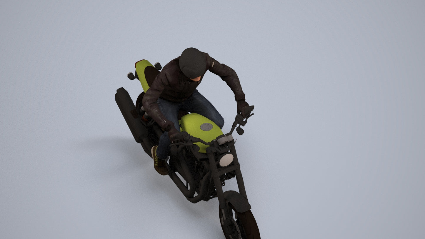 3D people model man casual cycling, scanned human for 3ds Max rendering, back view render