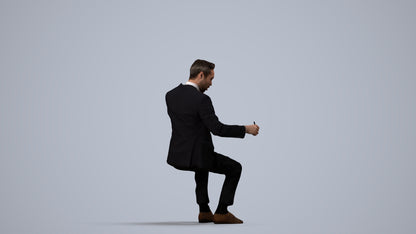 3D scanned man business formal, photorealistic archviz people for Enscape and SketchUp, side view render
