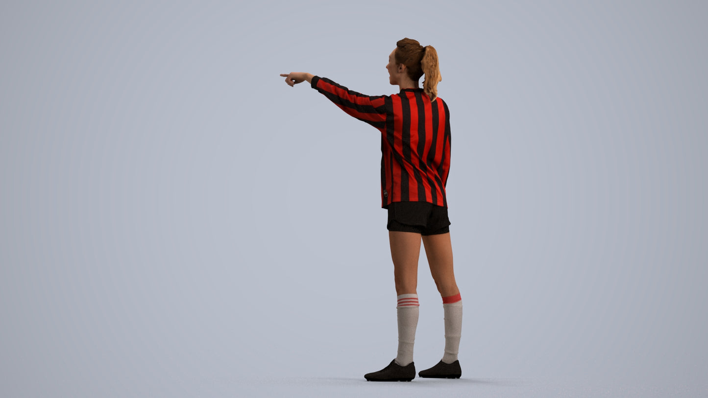 3D human model woman sport, photogrammetry scanned person for archviz, front view render