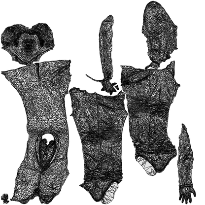3D people model man business, scanned human for 3ds Max rendering, wireframe top-down view