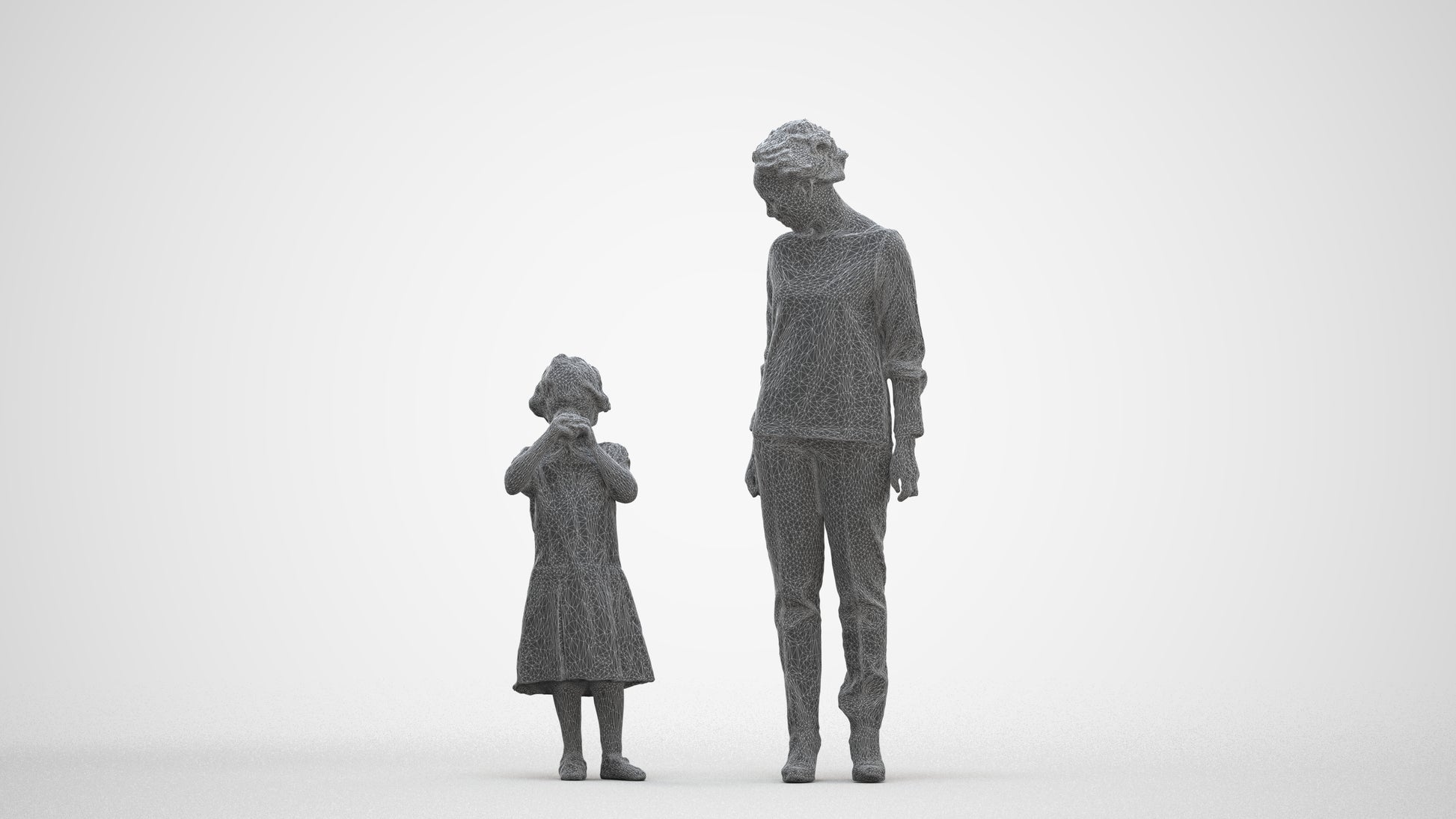 scanned 3D girl casual kids, photogrammetry people for Enscape and V-Ray, three-quarter front view render