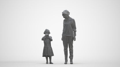 scanned 3D girl casual kids, photogrammetry people for Enscape and V-Ray, three-quarter front view render