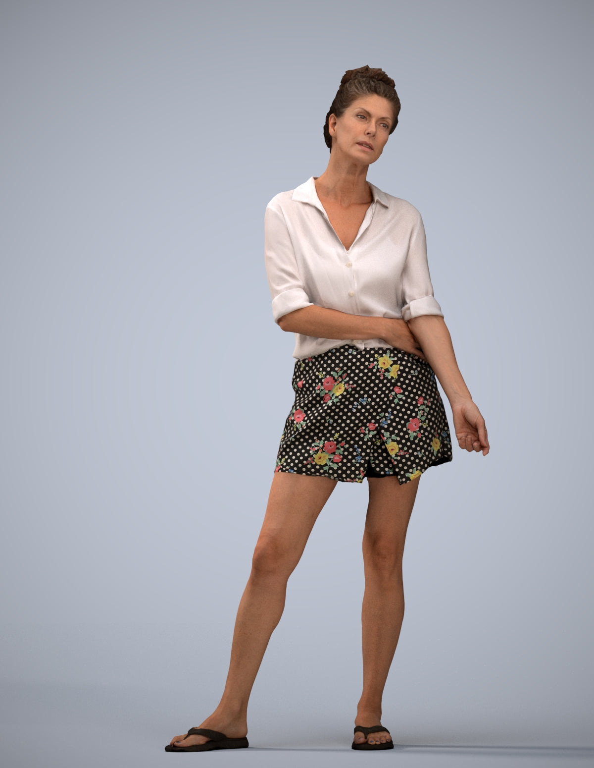 3D people model woman casual standing, scanned human for 3ds Max rendering
