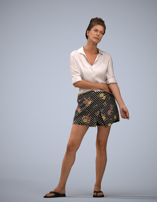 3D people model woman casual standing, scanned human for 3ds Max rendering