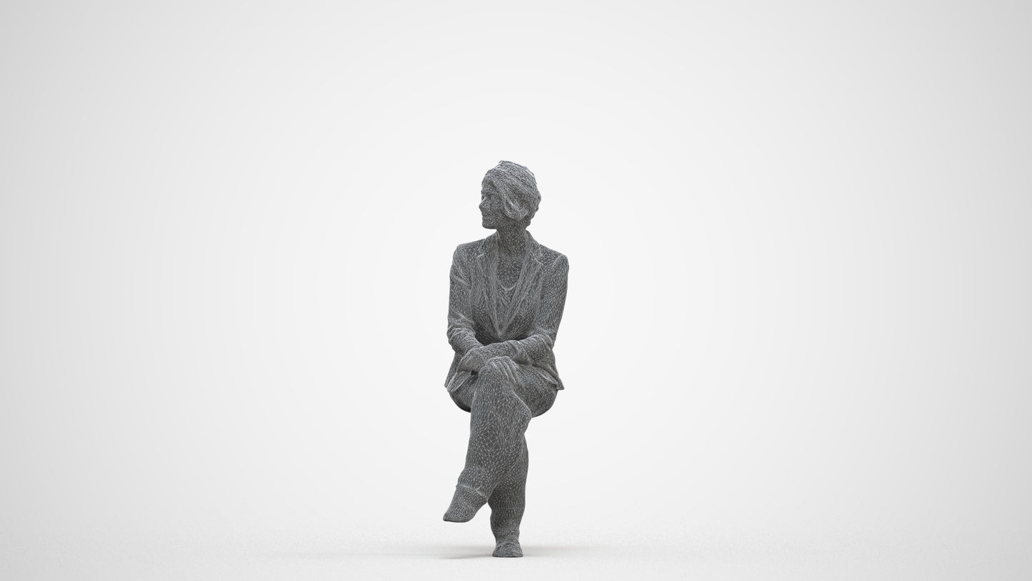 photogrammetry 3D woman business, realistic human model archviz FBX, three-quarter front view render