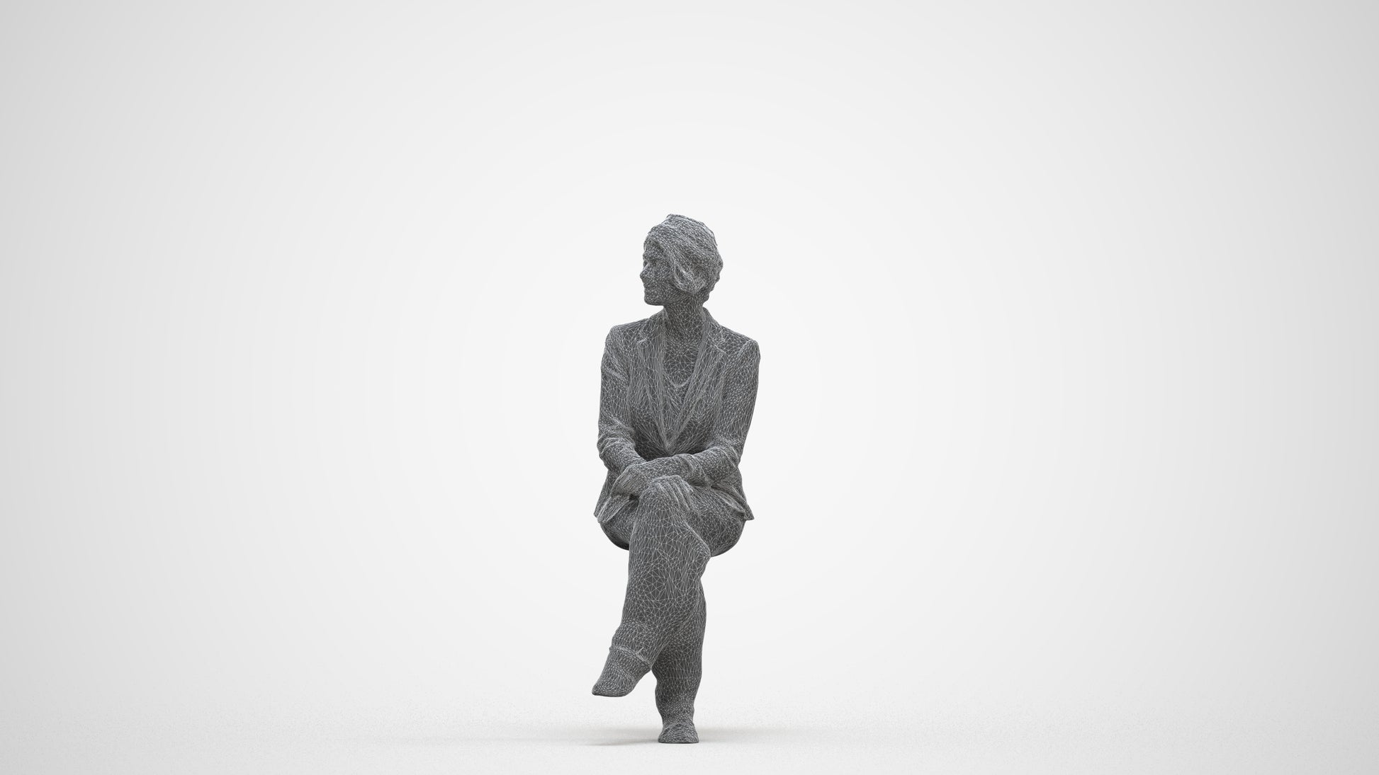 photogrammetry 3D woman business, realistic human model archviz FBX, three-quarter front view render