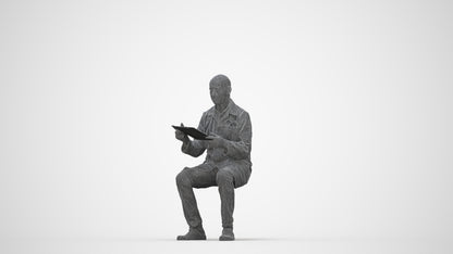 photogrammetry 3D senior man medical, realistic human model archviz FBX, wireframe back view