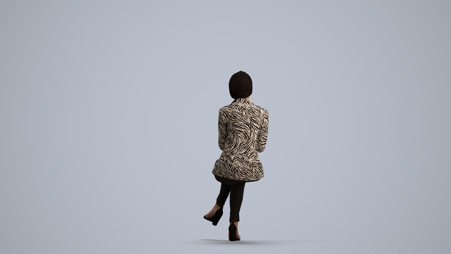 3D scanned woman business, photorealistic archviz people for Enscape and SketchUp, front view render