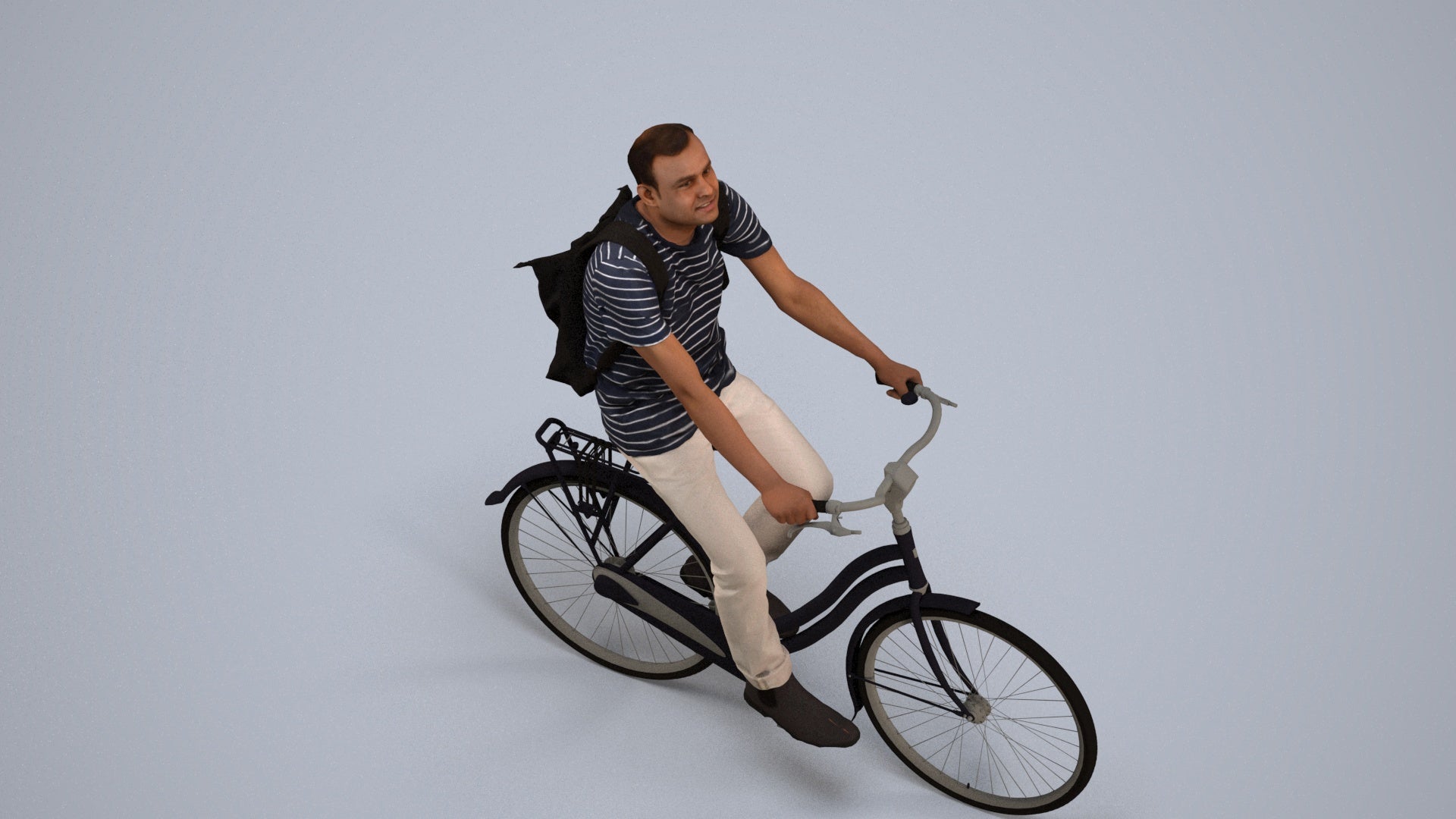 photogrammetry 3D man casual sitting, realistic human model archviz FBX, back view render
