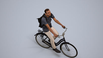 photogrammetry 3D man casual sitting, realistic human model archviz FBX, back view render
