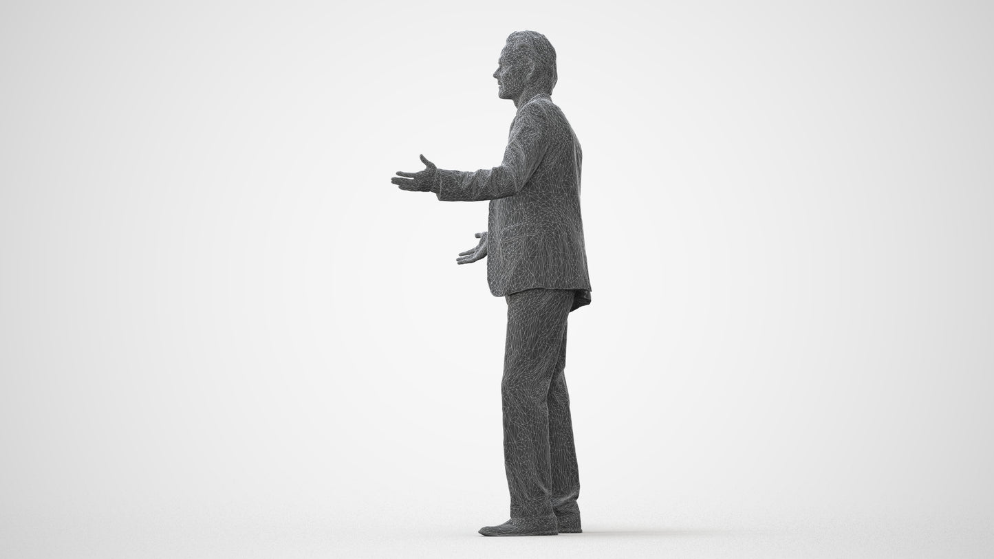 3D human model man business, photogrammetry scanned person for archviz, square thumbnail