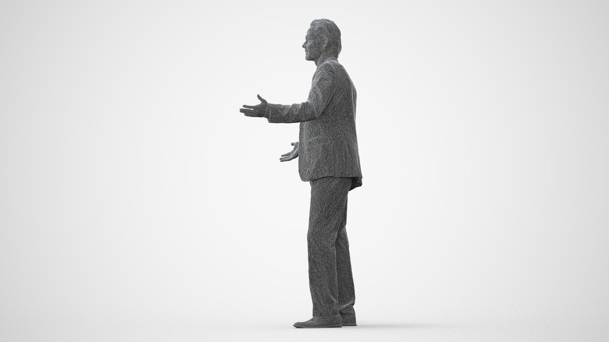 3D human model man business, photogrammetry scanned person for archviz, square thumbnail