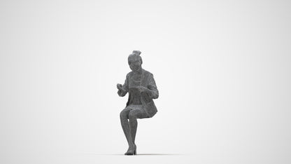 3D scanned woman business, photorealistic archviz people for Enscape and SketchUp, wireframe back view