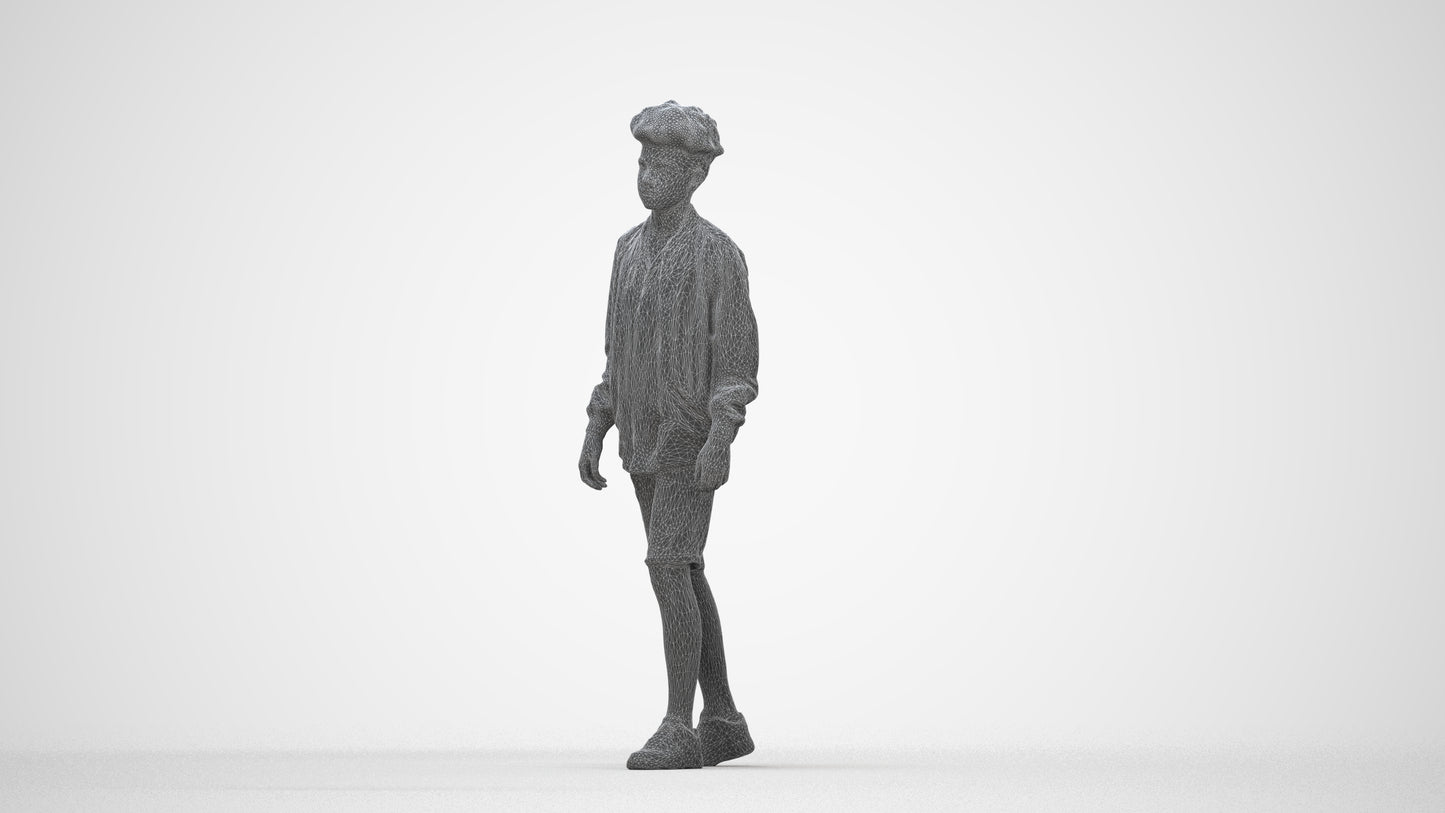 realistic 3D human boy casual kids, archviz people FBX OBJ for Blender, wireframe back view