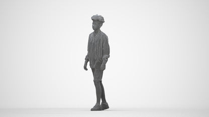 realistic 3D human boy casual kids, archviz people FBX OBJ for Blender, wireframe back view