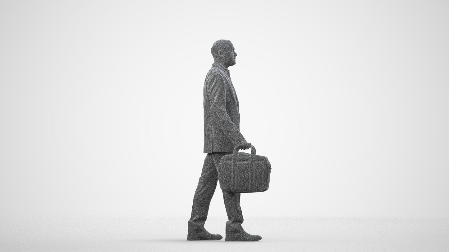 realistic 3D human man business, archviz people FBX OBJ for Blender, wireframe side view