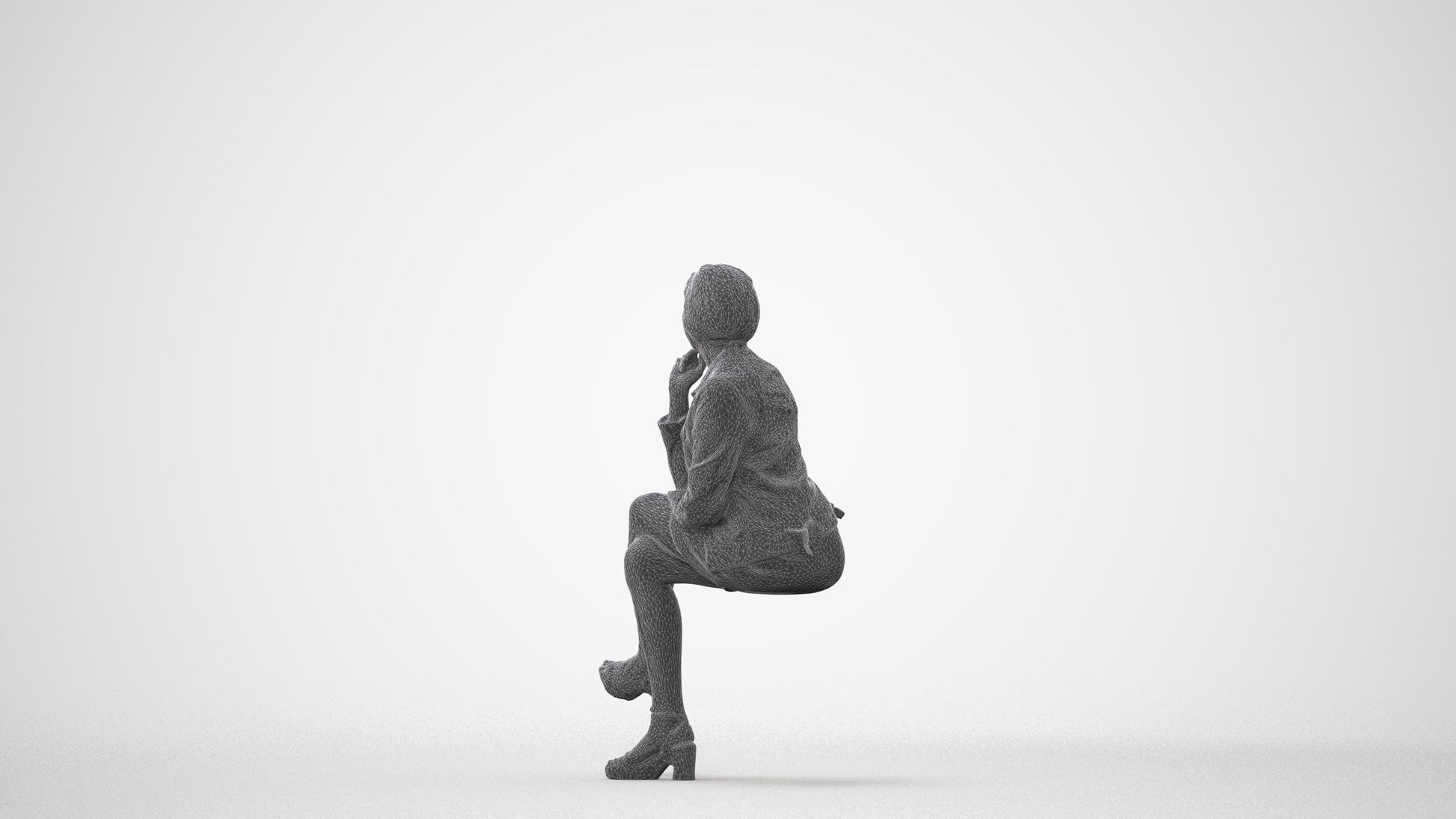 3D scanned woman sitting casual, photorealistic archviz people for Enscape and SketchUp, square thumbnail