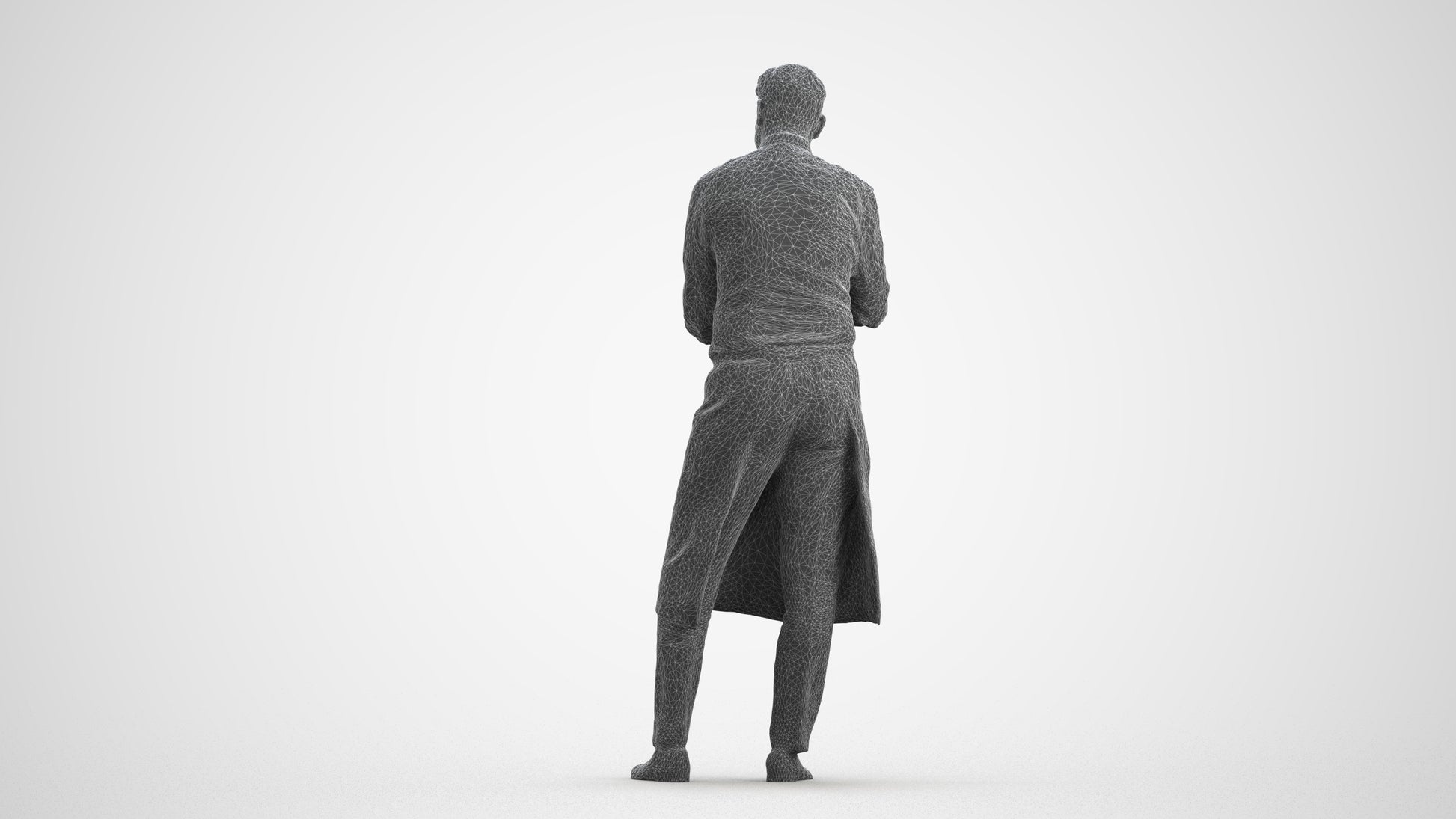photogrammetry 3D man hospitality, realistic human model archviz FBX, wireframe front view