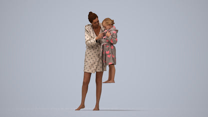 realistic 3D people girl casual kids, render-ready for V-Ray and Corona, FBX OBJ, top-down view render