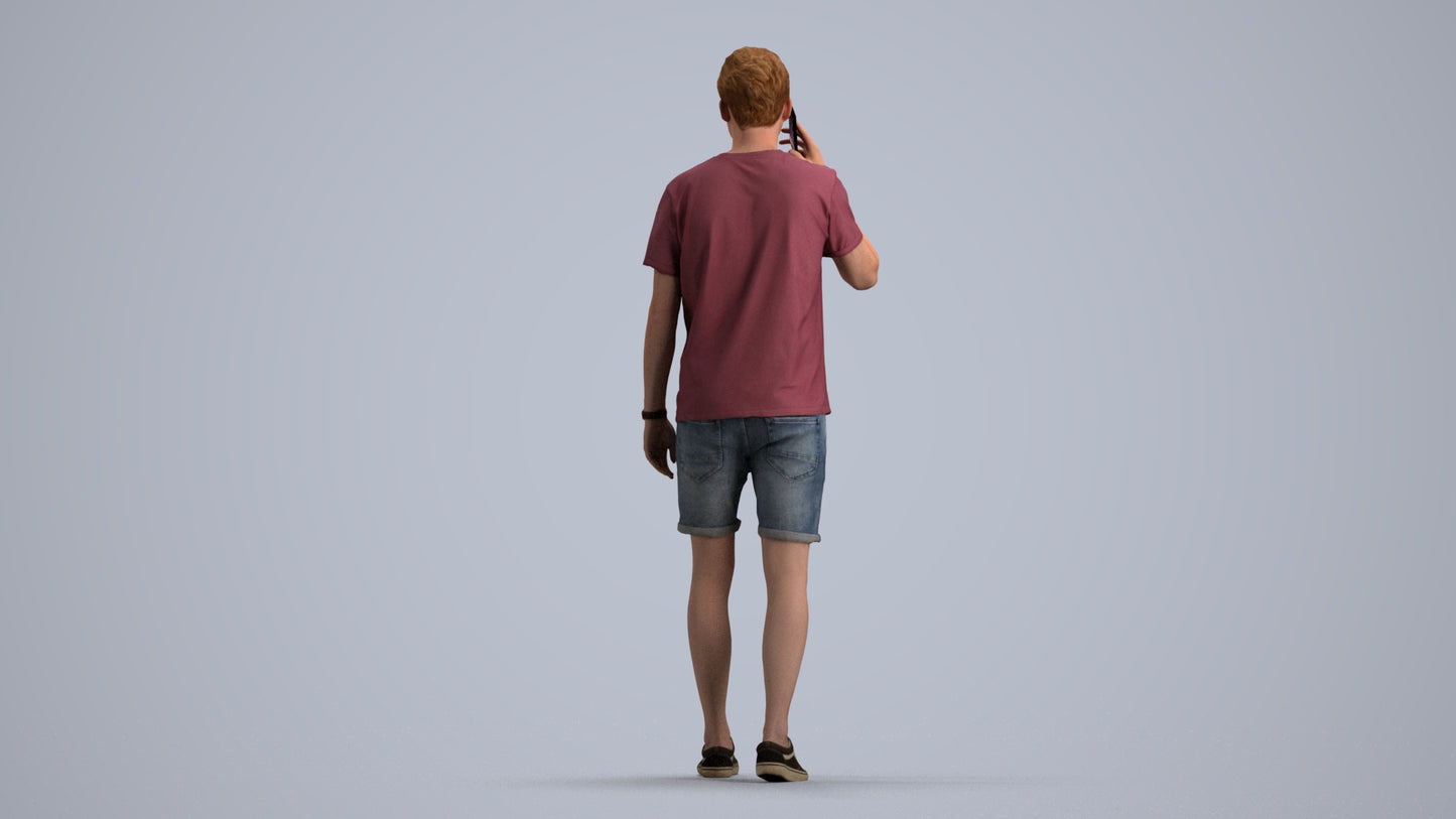 realistic 3D people man casual walking, render-ready for V-Ray and Corona, FBX OBJ, front view render
