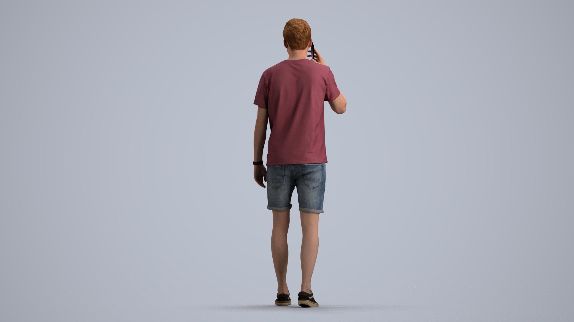 realistic 3D people man casual walking, render-ready for V-Ray and Corona, FBX OBJ, front view render