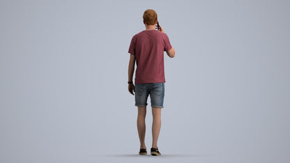 realistic 3D people man casual walking, render-ready for V-Ray and Corona, FBX OBJ, front view render