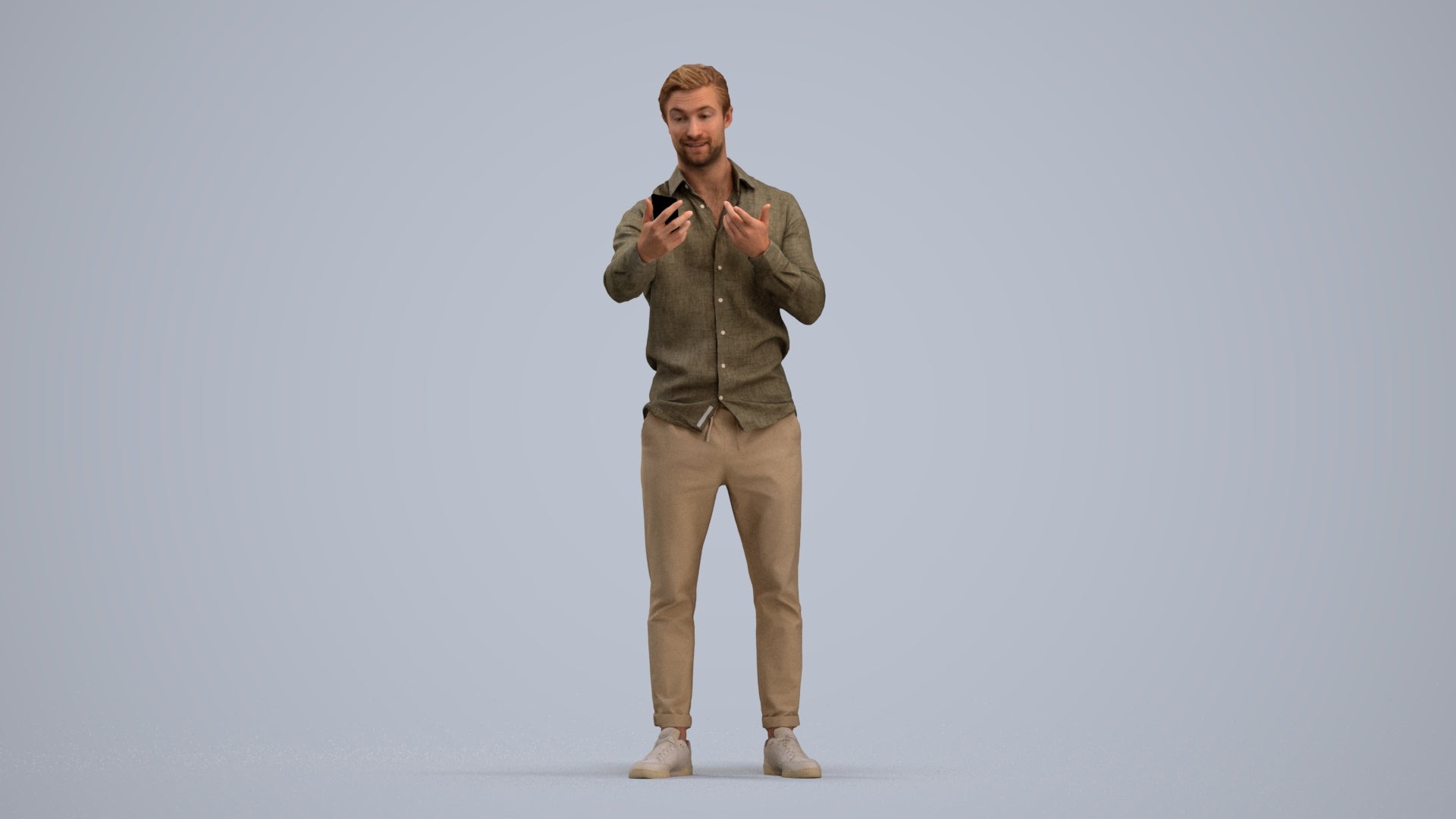 photogrammetry 3D man casual standing, realistic human model archviz FBX, standing pose render