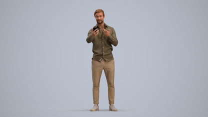 photogrammetry 3D man casual standing, realistic human model archviz FBX, standing pose render