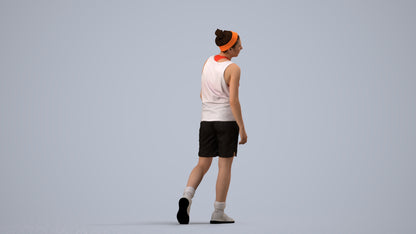 realistic 3D human woman sport, archviz people FBX OBJ for Blender, side view render