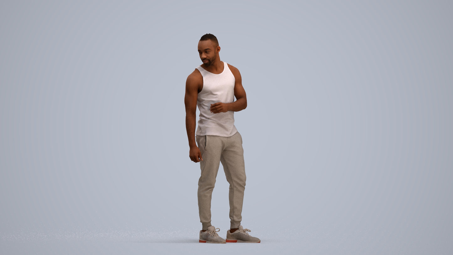 photogrammetry 3D man casual standing, realistic human model archviz FBX, standing pose render