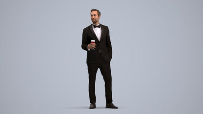 scanned 3D man formal formalaffairs, photogrammetry people for Enscape and V-Ray, standing pose render
