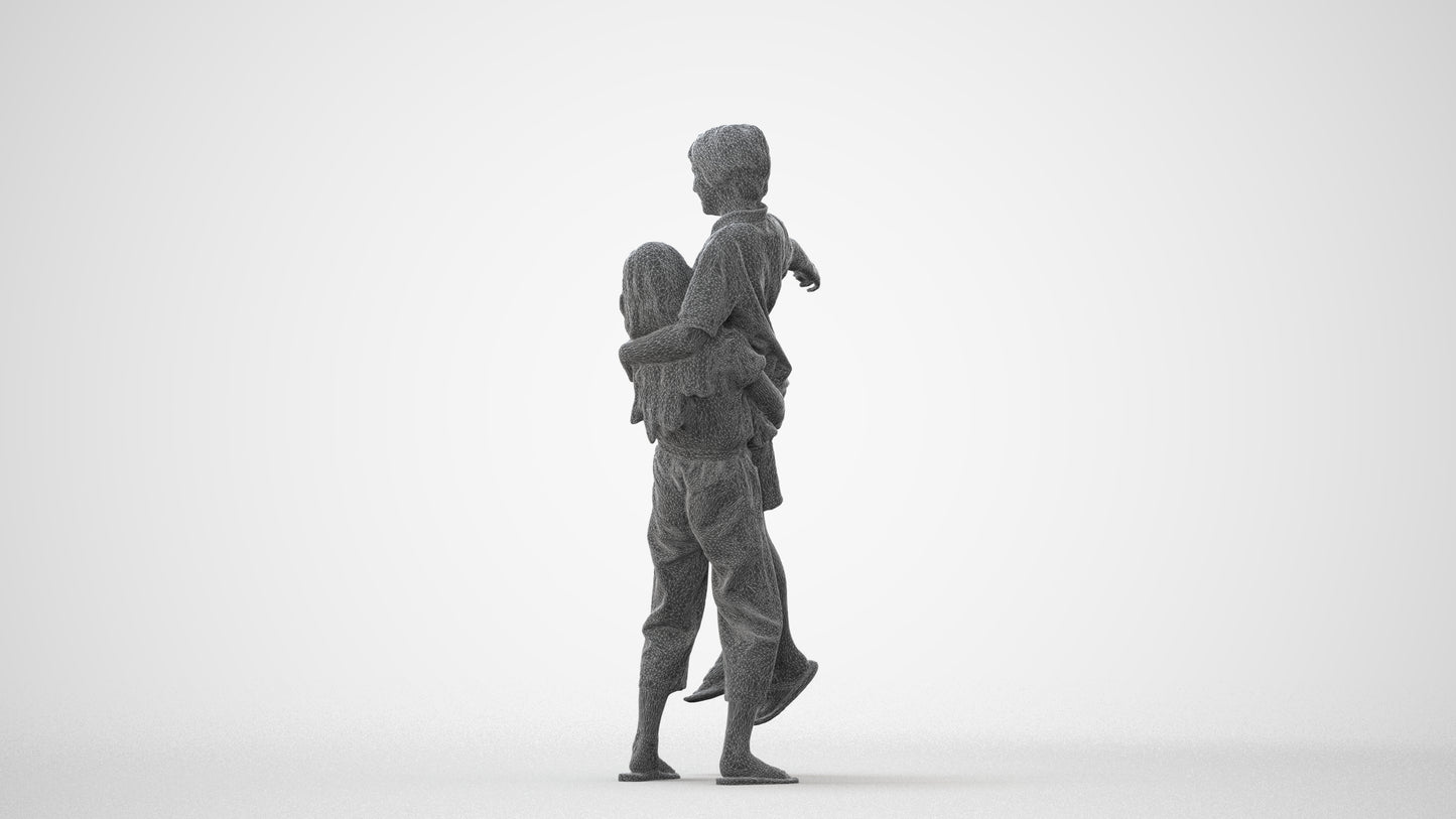 realistic 3D human girl kids, archviz people FBX OBJ for Blender, square thumbnail