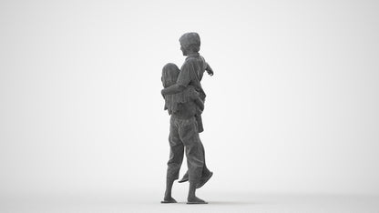 realistic 3D human girl kids, archviz people FBX OBJ for Blender, square thumbnail
