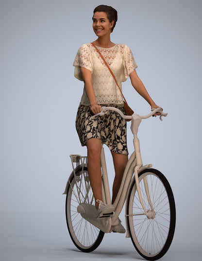 realistic 3D people woman formal cycling, render-ready for V-Ray and Corona, FBX OBJ