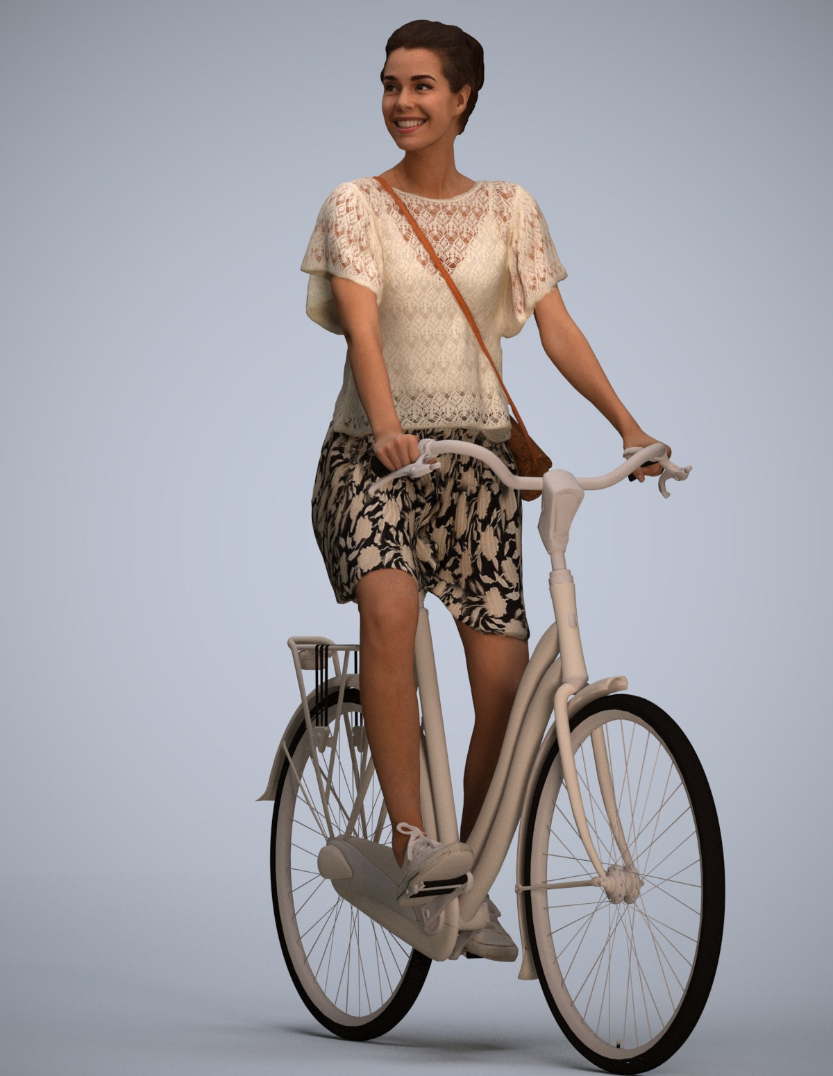realistic 3D people woman formal cycling, render-ready for V-Ray and Corona, FBX OBJ