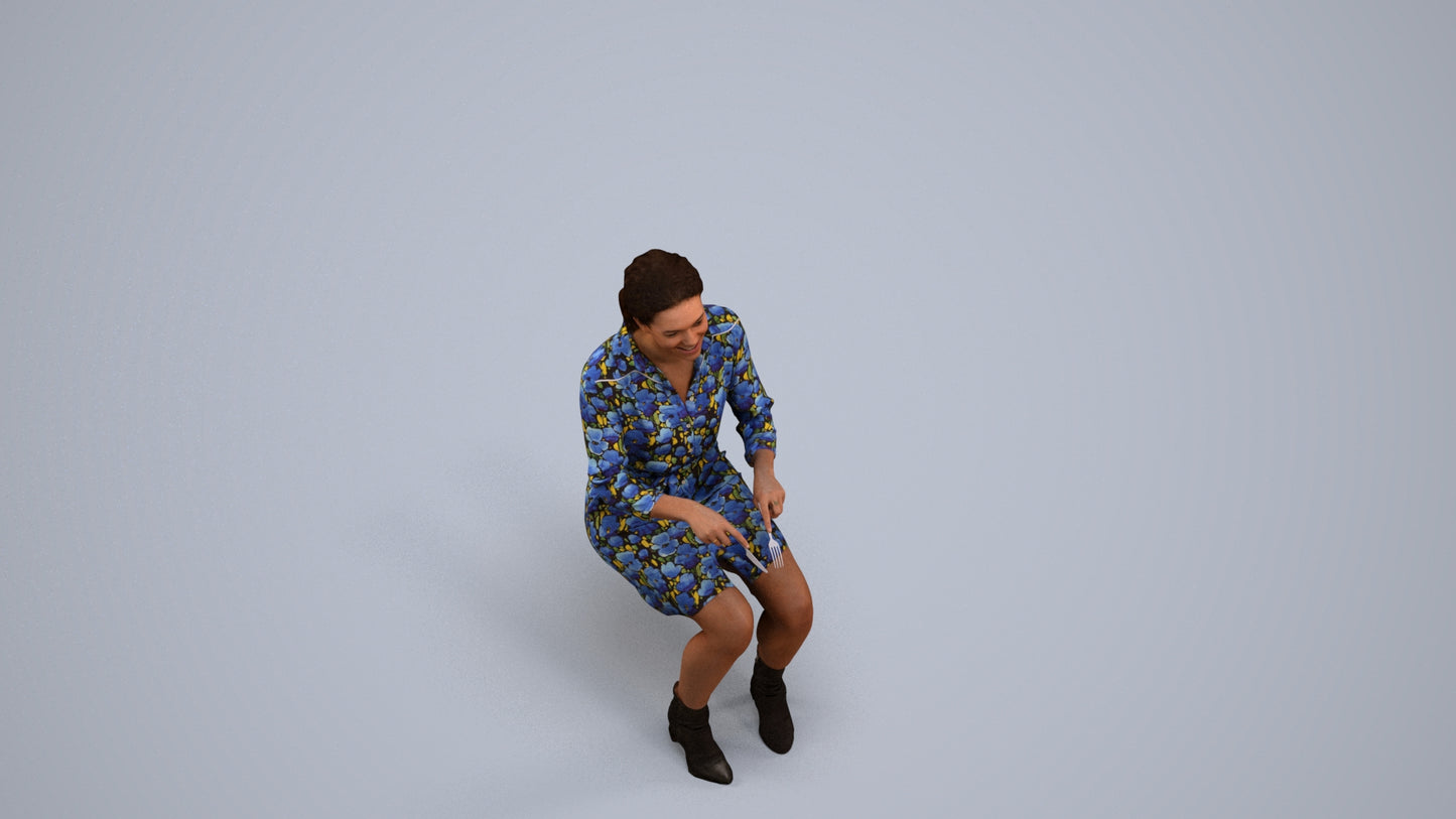 photogrammetry 3D woman casual business, realistic human model archviz FBX, back view render