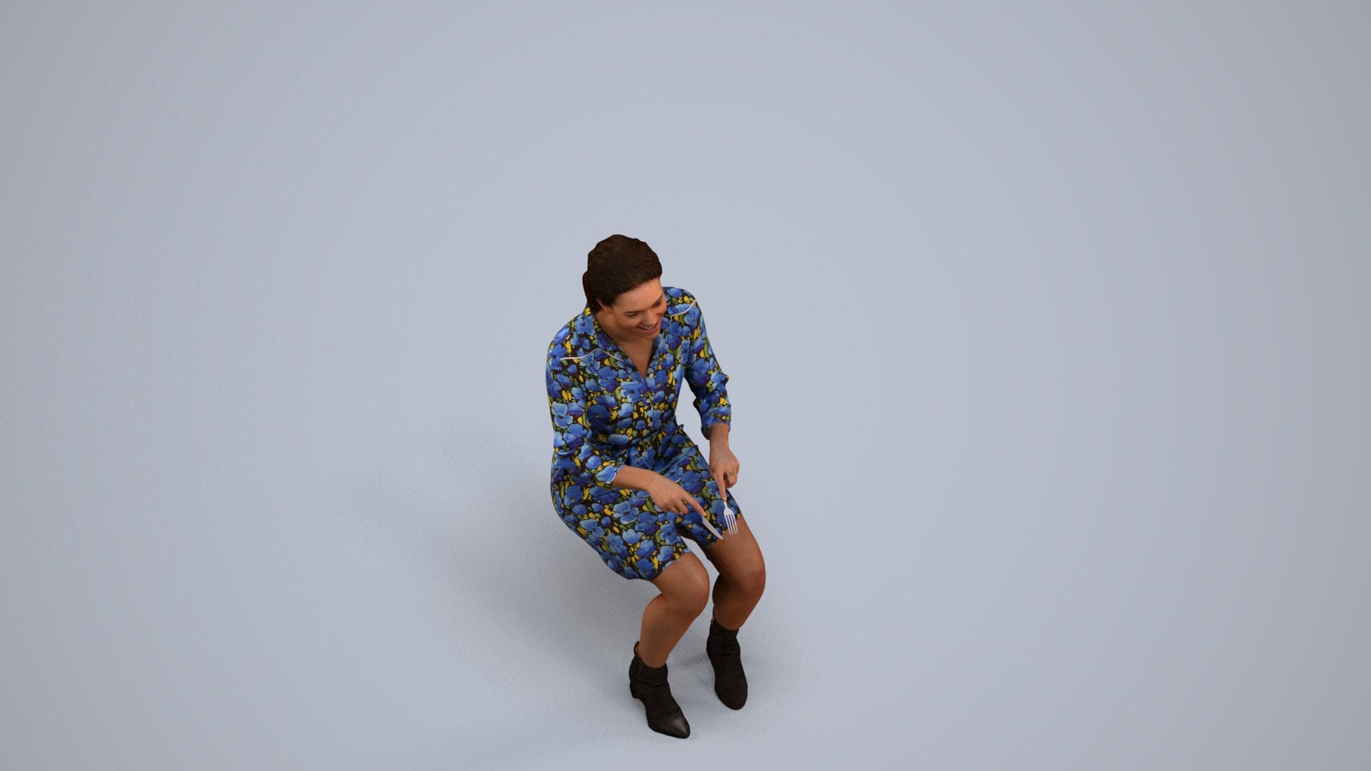 photogrammetry 3D woman casual business, realistic human model archviz FBX, back view render