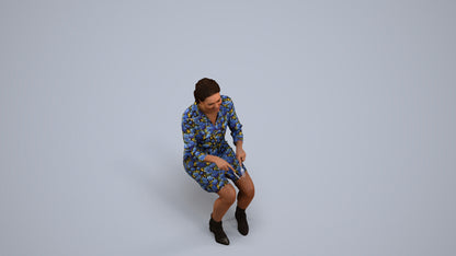 photogrammetry 3D woman casual business, realistic human model archviz FBX, back view render