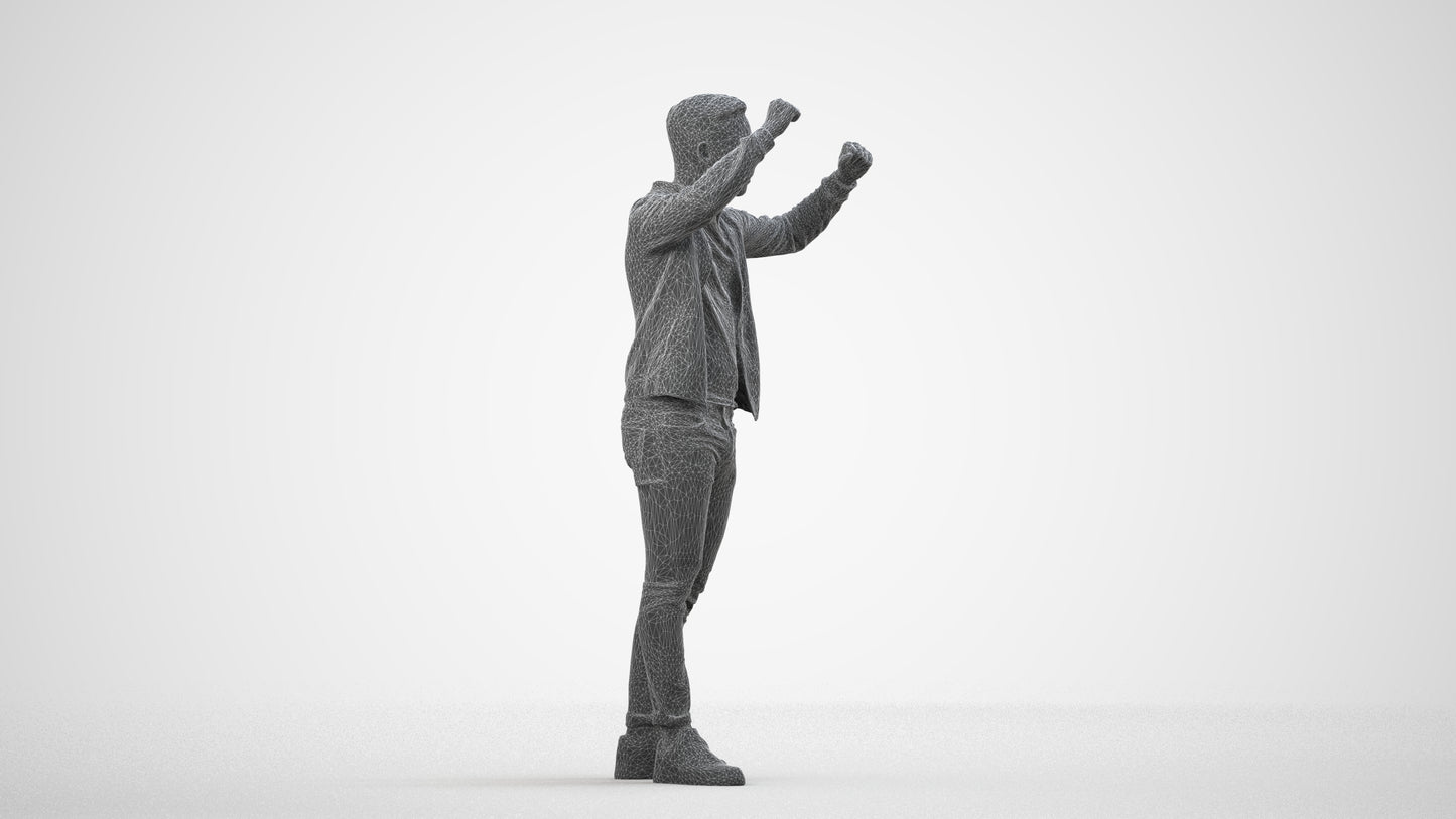realistic 3D human boy casual kids, archviz people FBX OBJ for Blender, wireframe side view