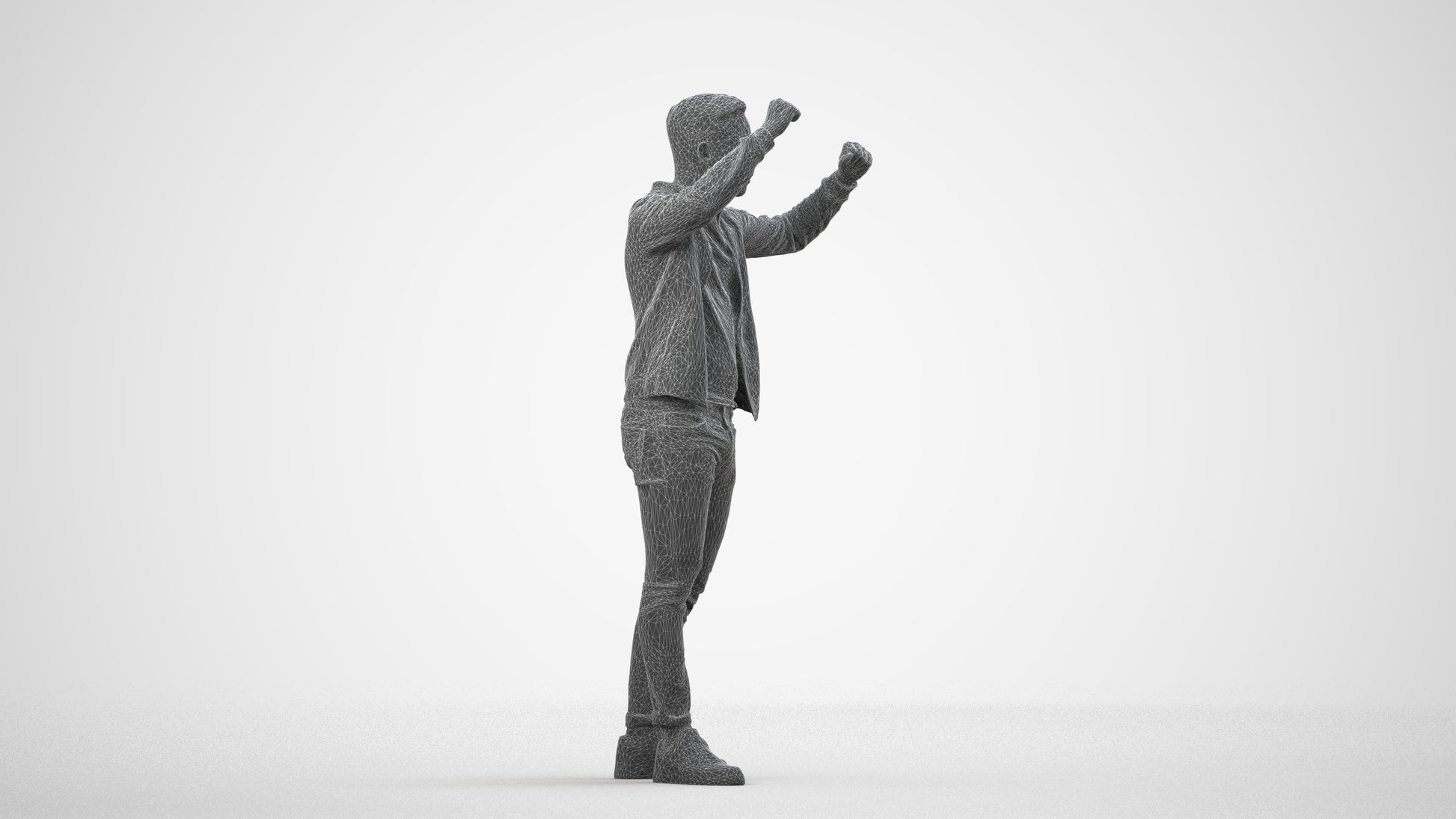 realistic 3D human boy casual kids, archviz people FBX OBJ for Blender, wireframe side view